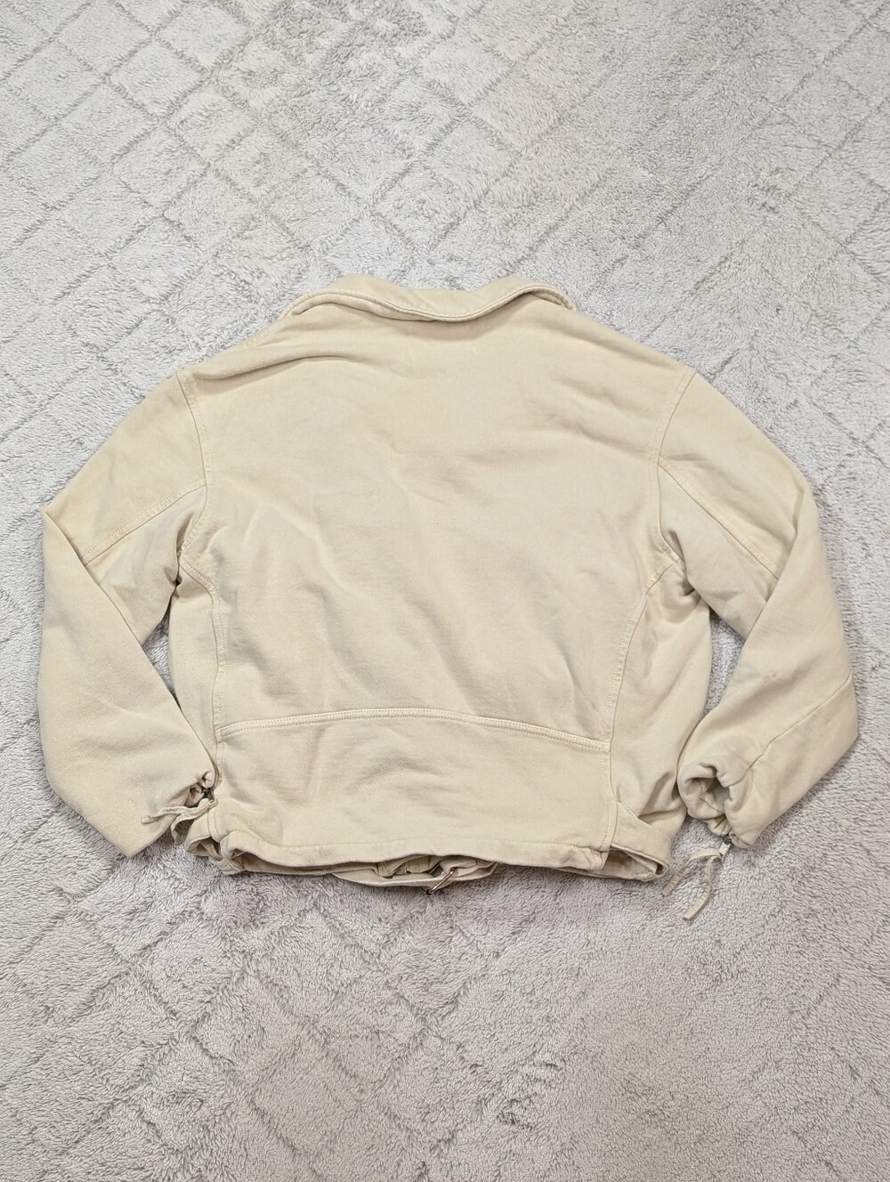 Free People Jacket Womens XS White Vanilla Cream Rebel Knit Moto Oversized - Picture 9 of 9
